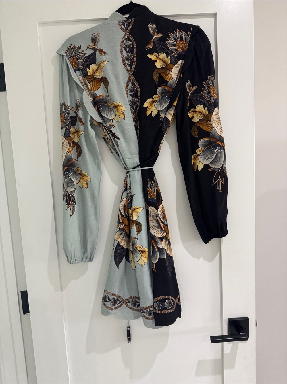 Farm RIO Two-Tone Floral Wrap Dress with Tie Waist - Picture 3 of 3